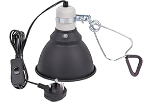 MOGOULUA Reptile Heat Lamp Holder with Adjustable Clip 5.5 Inch E27 Lamp Holder Terrariums Heat Lamp Adapter Reptile Tank Deep Dome Heat Lamps Guard for Bearded Dragon Tortoise Lizard