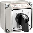 Heschen Universal Rotary Cam Selector Changeover Switch, SZW26-20/D202.2D, 660V 20A, ON-Off-ON, 3 Position 2 Phase 8 Terminals, with Master Switch Exterior Box (Standard Box)