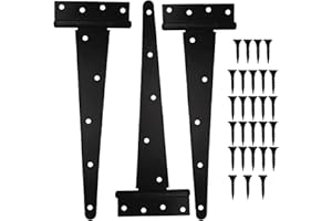 YIPUETERNITY 3 Pack Heavy Duty T Hinges, 16 Inch 400mm - Black Metal Shed Tee Hinges with Screws for Shed, Garden & Wooden Gates, Barn Doors, Fences