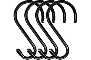 HiGift Kraftiga 15 cm stora S-krokar för upphängning, halkfri vinylbelagd S-krok, stål, metall, svart gummibelagd krok för vä