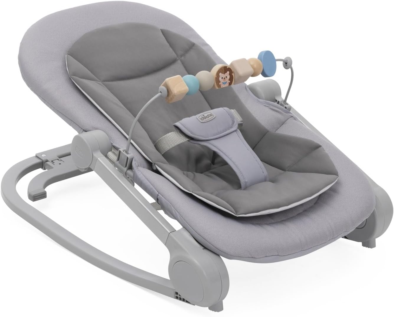 Chicco Silla Mecedora Magia, 2 en 1: Silla Mecedora para Recién Nacidos y Primera Silla hasta 18 kg, Barra de Juegos con Elementos de Madera, Mini Reductor Incluido, Modo Mecedora o Fija
