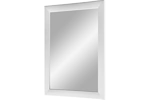 Duisburger-Rahmen24 Flex 35 - Specchio da Parete 60x70 cm con Cornice (Bianco Opaco), Specchio su Misura con Striscia di Legno MDF da 35 mm di Larghezza e Parete Posteriore Robusta con Ganci
