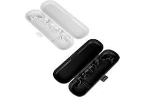 JUNFEIXUAN 2 Pcs Travel Toothbrush Cover Toothbrush Case Compatible with Oral B & Philips Electric Toothbrush Travel Case (White&Black)