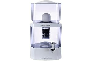 ECO-DE ECODE® Torre Jarra de Agua Purificadora de 24L, Dispensador de Agua Filtrada, 8 Sistemas de Filtrado, Filtro Cerámico, Carbon, Piedras Naturales, Jarra Purificadora, Aqua Filter Tower