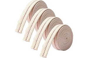 BETTERJONNY 8m/26ft Kerosene Lamp Wick - 4 Rolls, 3/4 Inch Flat Cotton for Oil, Paraffin Lanterns
