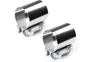 LALAGO 2Pcs Collier de Serrage Double pour Raccords de Pot D'échappement, Ø 60mm Collier Echappement Double Universel, Collier de Serrage pour Tuyau D'échappement (Ø 60mm / L: 76,2mm)