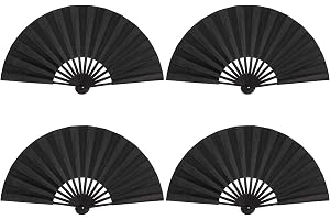 4 st handsolfjädrar Vikbara 10.5 tum (26.7 cm) Bambus Kinesisk handfan tyg Enfärgad handsolfjädra för sommar dans bröllop fest dekoration