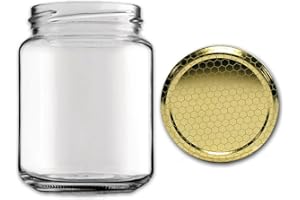 Firmadigaranzia srl VASETTO in vetro per MIELE 500 g -390 ml - Conf. da 24 pezzi - Vaso per confetture e conserve Alveare da 500gr - Vasetti per apicoltori da 500gr
