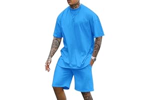 Cooleep Herren T-Shirt und Shorts Set 2 Teiliges Sommer Trainingsanzug Jogginganzug Kurzarm Casual Freizeitanzug Tracksuit für Männer M-3XL