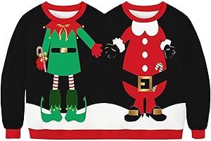 FeMereina Women Men Ugly Couple Matching Christmas Chunky Sweaters Soft, Christmas Reindeer Funny Ugly Tops Christmas Holiday Sweatshirts