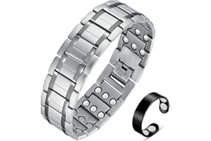 Vicmag 3X Magnetic Bracelet for Men Pure Titanium Bracelet 3500 Gauss Ultra Strength Magnets Adjustable Wristband with Adjustment Tool & Gift Box (Silver)