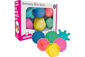 Edushape Sensory Mini Balls for Baby - Pack of 6 Solid Color Baby Balls That Help Enhance Gross Motor Skills for Kids Aged 6 Months and Up - Vibrant Colorful and Unique Toddler Ball for Baby