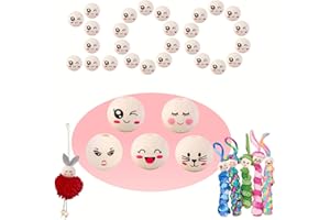 ACIELANNA Perles Bois 20mm, 100pcs Perle en Bois avec Visage, 5 Styles Grosses Boule en Bois Percée pour les Fabrication de Bijoux, Bracelets, Têtes de Poupées, Noël Décorations