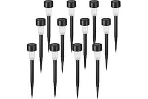 Aigostar Lampade Solari da Giardino 12 pcs Luci Solari Esterno Giardino 6500K, IP44 Impermeabile, Auto On/Off, Adatto per patio, terrazza