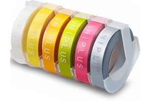 UniPlus Ruban de Marquage 3D Compatible pour Dymo Ruban d'étiquette 9mm x 3m Etiquettes Gaufrage 3D Plastique avec Dymo S0717900 Junior et S0717930 Omega Système de Marquage Lot de 6