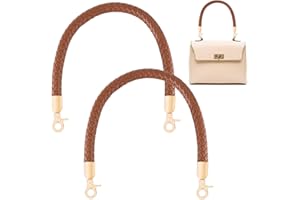 CENCERY Confezione da 2 Manici per Borse in Pelle Intrecciata 60CM per Borse, tracolle, Manici di Ricambio, Manici per Borse Fai da Te e Borse all'Uncinetto con 2 moschettoni (Marrone)