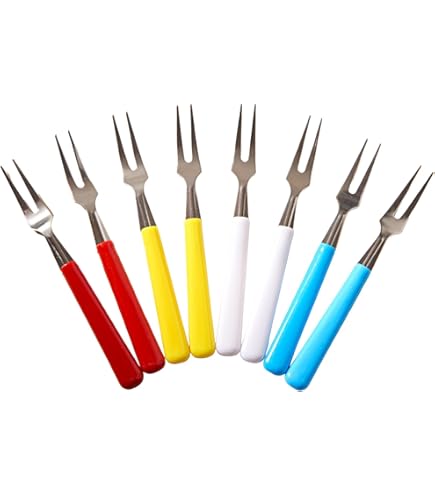 Pinenjoy 6Pcs Trident Shape Fruit Forks 5.12inch Unique