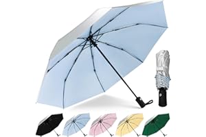 HEXSOLID 46/42inch Strongest Windproof Travel Umbrella Auto Open Close Folding Compact Durable Umbrella for Rain and Wind 210T Fabric 8 Strong Fiberglass Frame
