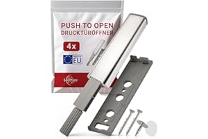 LouMaxx Drucktüröffner – müheloses Öffnen von Schranktüren und Schubladen durch Push to open Türöffner – geeignet für viele Schränke z.B. von Ikea – 4er-Set Drucktüröffner Schrank, mit Neodym Magnet