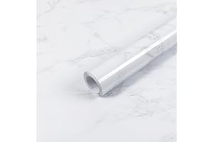 Hode Marble Vinyl Wrap 44cmx200cm, White Granite Sticky Back Plastic Roll, Marble Self Adhesive Wallpaper for Kitchen Countertop Worktop Vinyl Covering