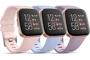 Mugust 3 Pezzi Cinturino per Fitbit Versa 2/Fitbit Versa, Cinturino di Ricambio Sportivo Regolabile per itbit Versa 2/Fitbit Versa/Fitbit Versa Lite(Large,Rosa+Azzurro+Viola)