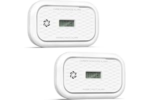 Andyssey ZA326 detektor tlenku węgla z wyświetlaczem LCD, przenośny detektor alarmu CO z wymienną baterią, czujnik 10 lat, głośność alarmu 85 dB, 2 sztuki