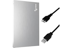 SUHSAI 500GB External Hard Drive USB 3.0 – Portable External HDD for Laptop, Mac, PS4, PS5, Desktop – Slim 2.5" Backup Storage Drive, External Hard Disk for Gaming, Data, Photos, Files – Silver