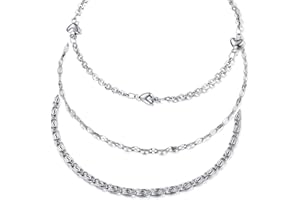 hoduar Luxuriöse Edelstahl-Fußkettchen für Damen - Verstellbar Wasserfeste, lichtechte zierliche Herz-Knöchel-Armbänder in Silber und Gold - Eleganter Schmuck für Frauen