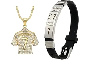 fufupaw Kette Set mit Halskette und Armband, Fußball-Armband für Jungen, Fußball-Trikot Halskette, Geschenke für Fußballfans, Geburtstagsgeschenk für Jungen