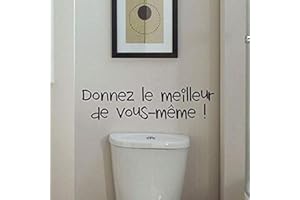 AMBIANCE STICKER Sticker adhésif Mural Citation noir| Sticker Autocollant Citation DONNEZ LE MEILLEUR DE VOUS-MÊME - Décoration Murale Salon | Imperméable/Amovible - 15 x 55 cm