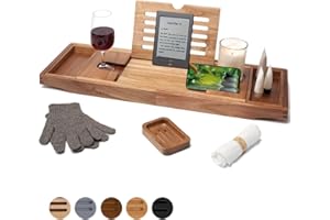 Temple Spring Estante Baño, Acacia Bandeja Baño, Bandeja Bañera Extensible, Accesorios Bañera - No Teca