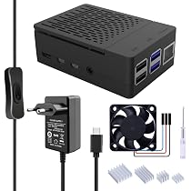 GeeekPi Raspberry Pi 4 Custodia Con Ventola, Dissipatore Di Calore Raspberry Pi Alimentatore Raspberry Pi 5v 3a Ventola Raspberry Pi 4 Per Raspberry Pi 4b Nero Bianco