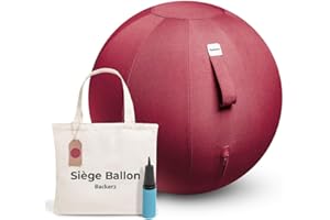 Backerz Siège Ballon - Ballon Ergonomique Bureau & Yoga Chaise Ballon en Taille 55CM 65CM 75CM - Capacité 110kg, Housse en Lin Doux Lavable - pour Une Bonne Posture Ballon pour Le Bureau