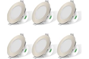 ALUSSO Focos LED Interior Techo Empotrable 230V, 10W Luz LED Redondo Downlight, 6 x Plafon Empotrado Ojos de Buey LED, 3CCT Temperatura de Color Regulable para Baño Cocina, Φ70-80MM, Cromo