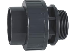 Plimat PVC Klebefitting 50 mm T-Stück Bogen Rohr Winkel Muffe Kappe Verschraubung (PVC Verschraubung O-Ring 50mm x 1" 1/2)