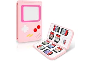DLseego Custodia per Schede di Gioco per Switch, Aspirazione Magnetica Design retrò Porta Cartucce per Switch con 10 Slot per Schede di Gioco e 10 Slot per Schede Micro SD,Rosa