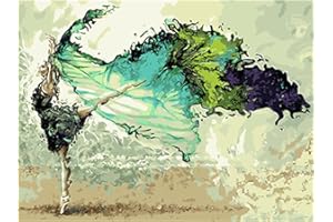 Meecaa Paint by Numbers Dance Dancer Elegant Ballet Kit for Adults Beginner DIY Oil Painting 16x20 inch (Dancing, No Frame)