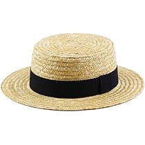 Boater Hats for Men Women Straw Skimmer 