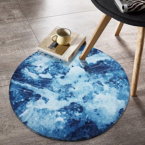 YLMD Creative Round Moon Carpet, Soft Coral Flooring Living Room Coffee Table Mat, Bedroom Hanging Chair Computer Chair Room Study Floor Mat, Blue / Black, 39.37in / 47.24in ( Color : Blue , Size : S 39.37in )