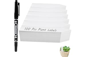 SURDEFENS Etichette Per Piante da Esterno, 100 Fogli, in Plastica, Impermeabili, Etichette Bianche Per Piante da Giardino, Etichette Per Identificare Piante da Giardino e Fiori da 4 Pollici