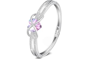 GEORGE · SMITH Bracelet Femme Argent Plaqué Réglable Bracelet Bijoux Cœur pour Femme avec Cristal Bleu Rose, Idéal Bijoux Cadeau Femme de Anniversaire pour Elle Maman Ami – avec Boîte Cadeau