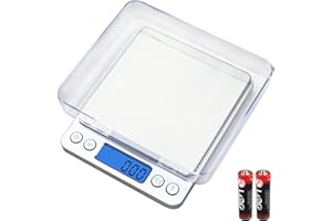 UNIWEIGH Digital Kitchen Scale, 500g/0.01g Gram Scale,Cooking Food Scale Digital Weight Grams and OZ with LCD Display, Digital Jewelry Coffee Scale with 2 Trays,Auto Off, Tare，Stainless Steel