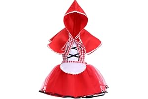 Odizli Costume de petit chaperon rouge pour nouveau-né fille Costume d'Halloween Noël Carnaval Cosplay Conte de fées Princesse Robe et capuche Vêtements pour bébé séance photo