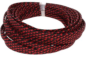 MOCNT 10mm Funda Cable Trenzada Expandible de PET Cable de Manga Trenzado Organizador Cables Manguito Cable Recoge Gestión Cables Cubre Tubo Flexible Proteccion Negro Rojo 10 Metros