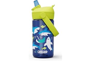 CAMELBAK - Bouteille enfant Thrive Flip Straw avec Tritan Renew, Vaisselle, Requins et Raies, 400 ml