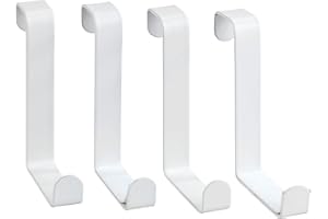 WENKO Haczyki na drzwi, zestaw 4 sztuk, wieszaki do garderoby na drzwi w łazience lub kuchni, 7,6 x 1,2 x 6 cm, biały matowy