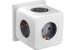 GUARDU Steckdosenwürfel mit Überspannungsschutz, 5-Fach Mehrfachsteckdose Würfel, Erweiterbare Steckdosenleiste, 3680W Steckdosenverteiler,Kompakte Verteilersteckdose für Büro,Haus,White