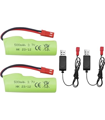 ZYGY 2PCS Batterie 3.7V 500mAh + 2 Câbles USB Pour Huina 1337/1338/1516/1517 – Compatible Véhicule RC
