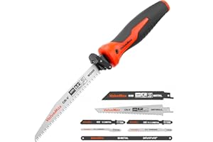 ValueMax Scie à Main Multifonction 8 en 1, Scie à Bois et Métaux avec 8 Lames Interchangeables, Poignée Ergonomique et Design Sécurisé, Idéale pour le Travail du Bois, du Métal et de la Cloison Sèche
