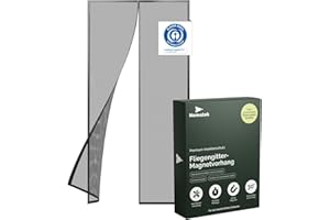 Nematek - Magnet Fliegengitter 110x220 cm - hochwertige Fliegengitter Magnet Balkontür, Terrassentür oder Eingangstür - schwarze Fliegentüren Terrassentür ohne Bohren mit starken Magneten